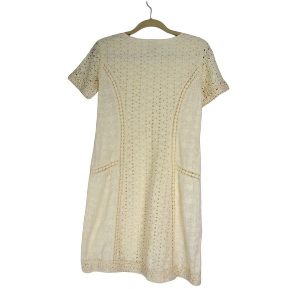 Sundance Eyelet Lined Shift Vanilla Dress Ivory Size 4 - Picture 1 of 6